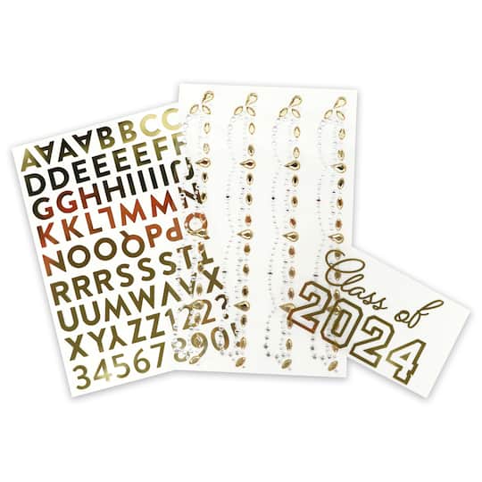 Gold Alphabet Graduation Cap Stickers by Recollections&#x2122;